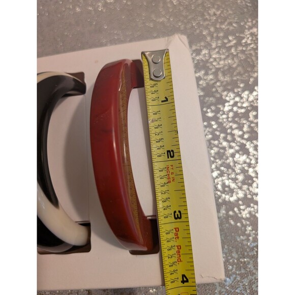 Zara 3 Pack Resin Statement ChunkyCuff Bangle Bracelets Red Gold Black White NWT - Picture 12 of 13